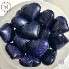 Blue Goldstone Heart 40mm